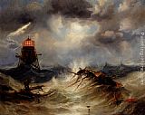 The Irwin Lighthouse, Storm Raging by James Wilson Carmichael